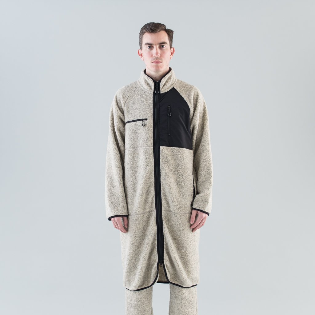 FLEECE LONG CARDIGAN - HEATHER GREY