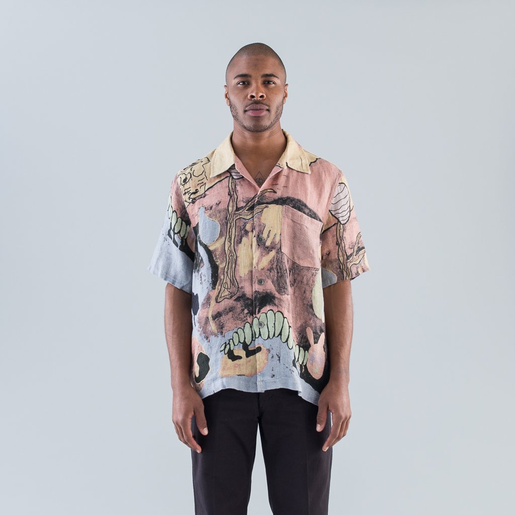 BOX SHIRT SHORT SLEEVE - ACID LANDSCAPE PRINT LINEN