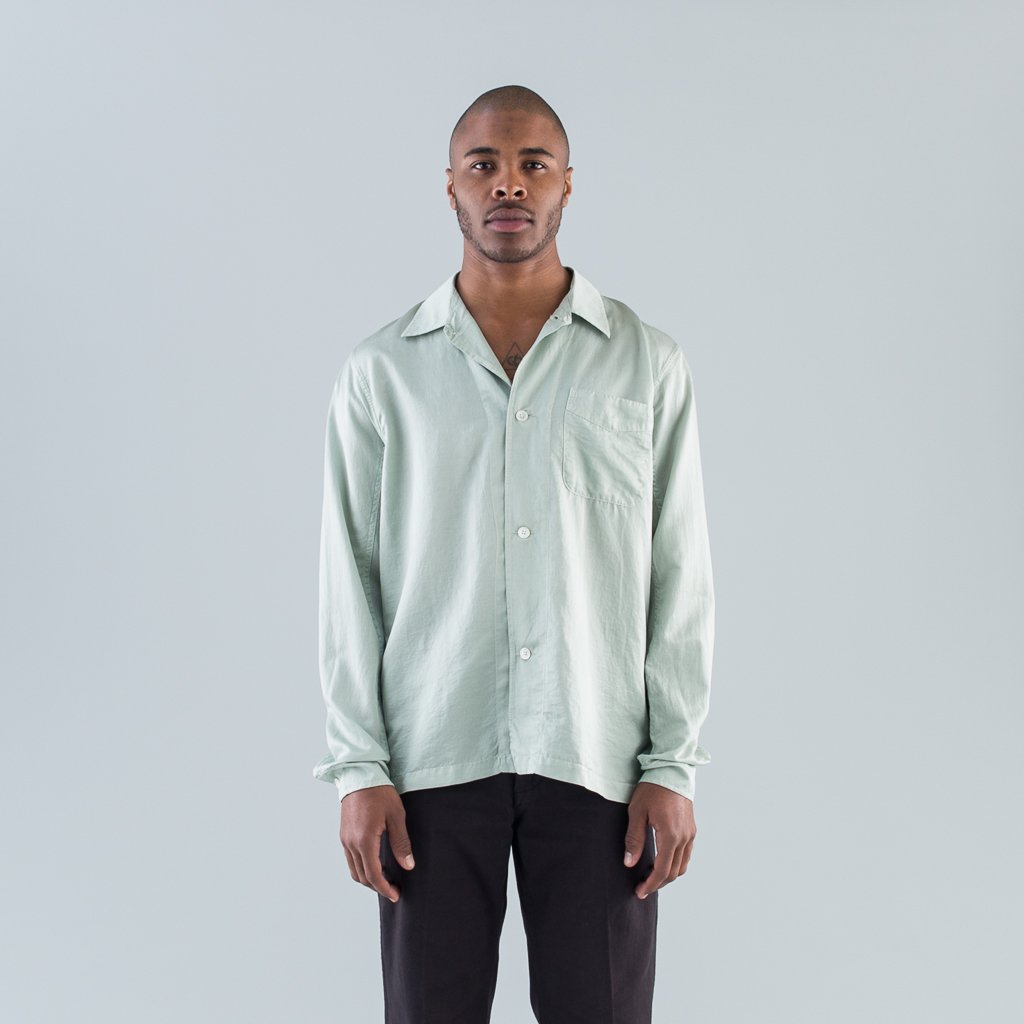 CUFFED BOX SHIRT - TRANSLUCENT PISTACHIO SILK