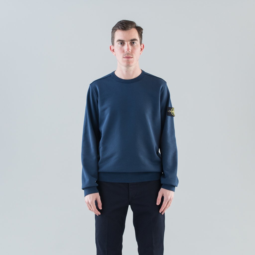 GARMENT DYED CREW SWEAT - MARINE BLUE