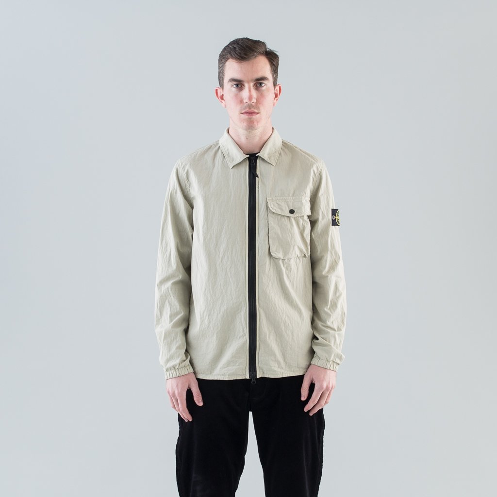 COTTON NYLON POPLIN OVERSHIRT - STUCCO