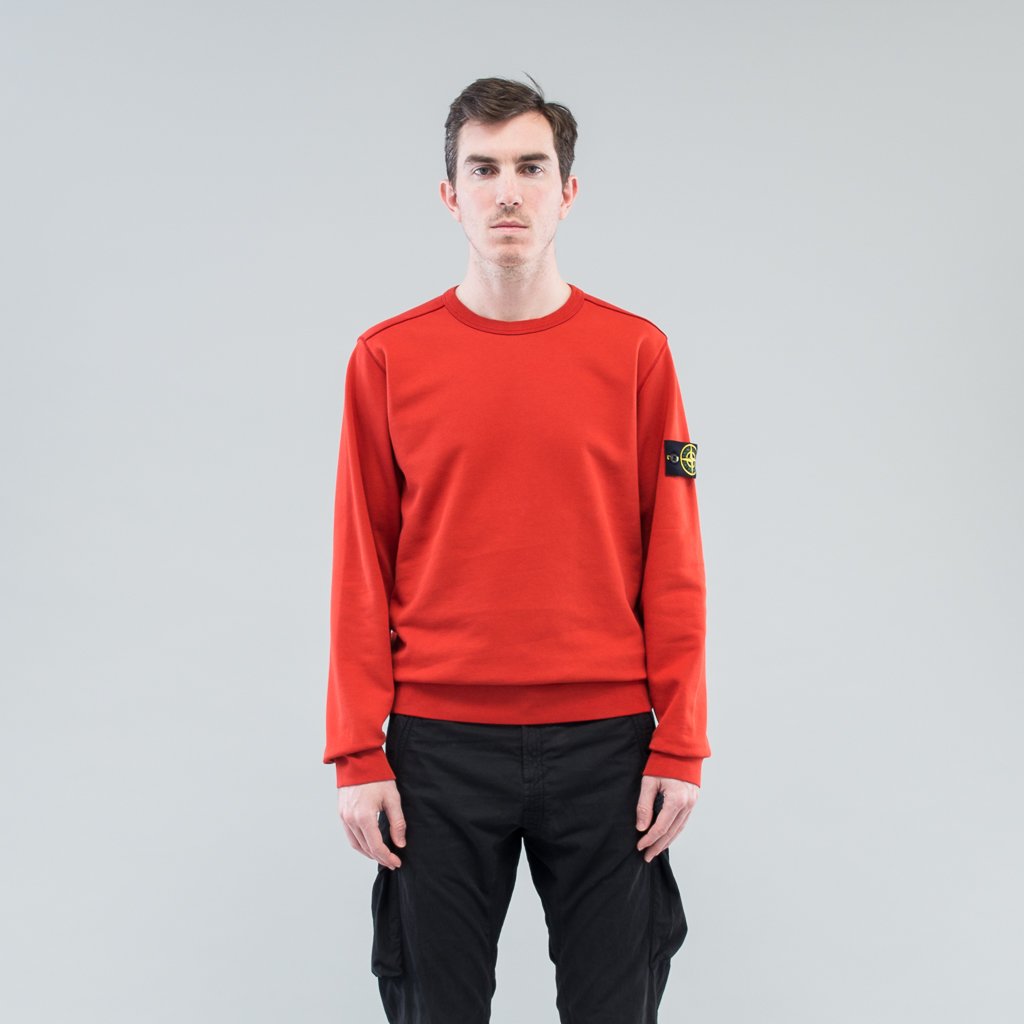 GARMENT DYED CREW SWEAT - BRICK RED