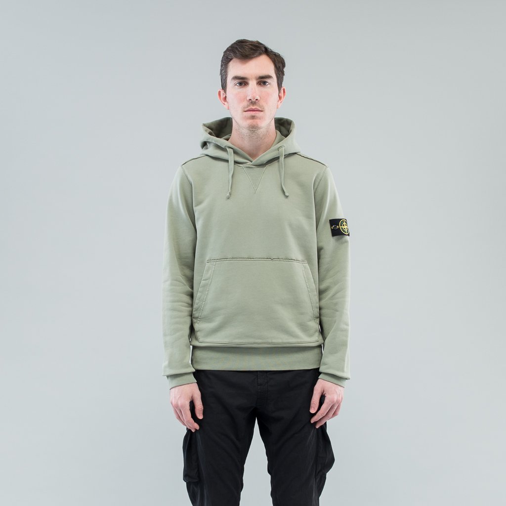 GARMENT DYED HOODED SWEAT - SAGE