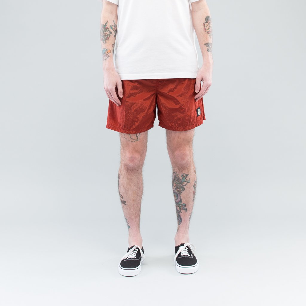 NYLON METAL SHORTS - BRICK RED