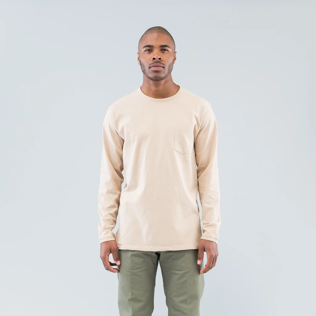 DWELLER L/S TEE COTTON JERSEY HEAVY WEIGHT - BEIGE