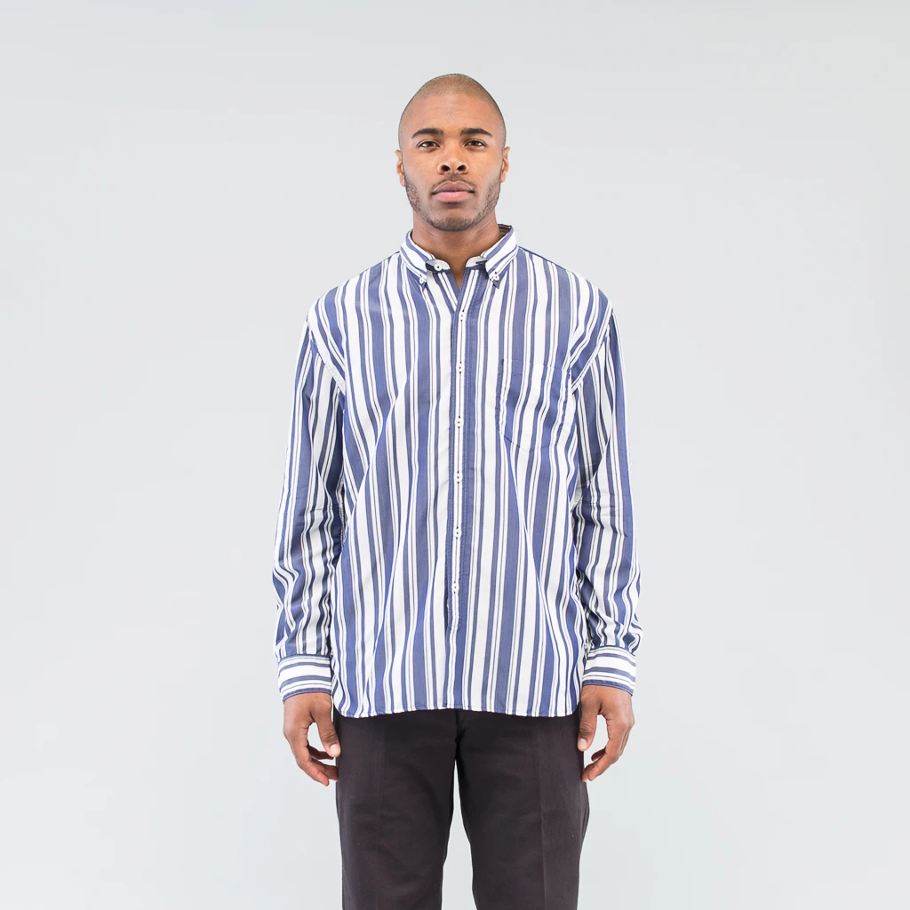 DWELLER B.D SHIRT RELAXED FIT C/T/P TUSSAH STRIPE - NAVY