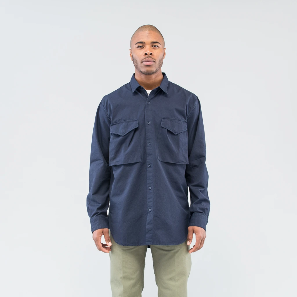 HUNTER LONG SHIRT COTTON RIPSTOP - NAVY