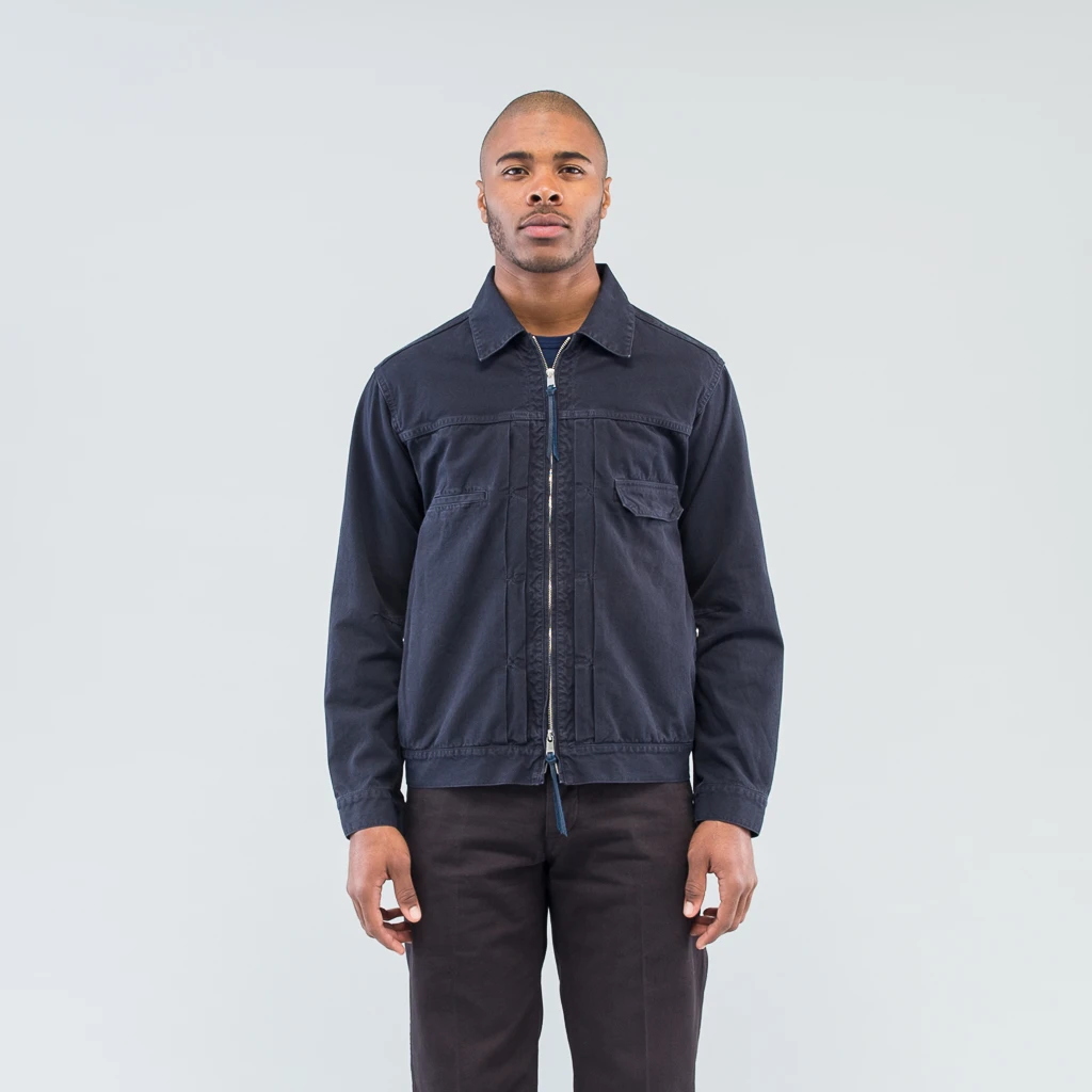 WORKER JACKET COTTON OXFORD OVERDYED - NAVY